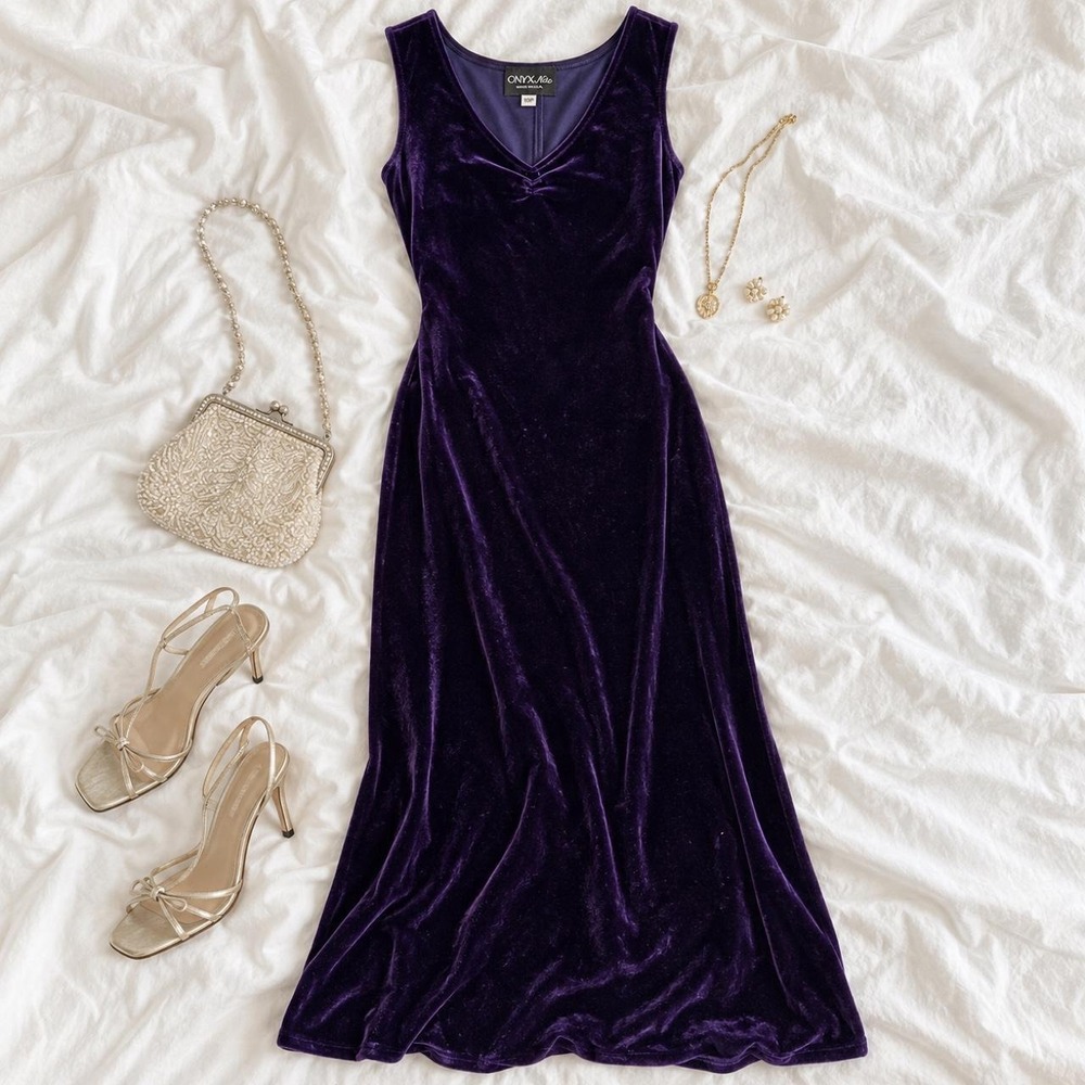 Purple velvet prom dress 90s onyx nite velvet prom dress petite size 10